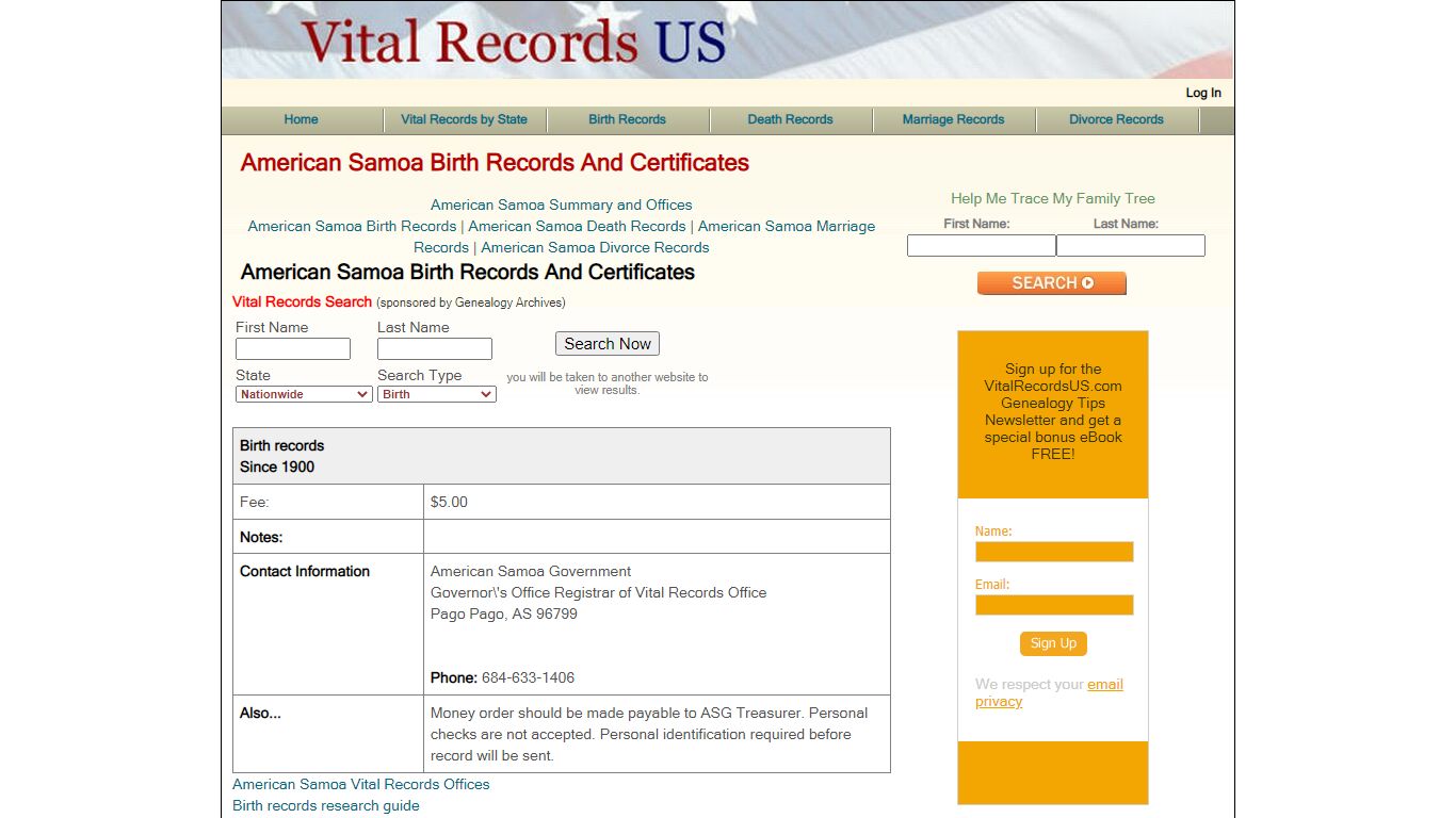 American Samoa Birth Records And Certificates